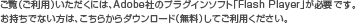 ご覧（ご利用）いただくには、Adobe社のプラグインソフト「Flash Player」が必要です。お持ちでない方は、こちらからダウンロード（無料）してご利用ください。